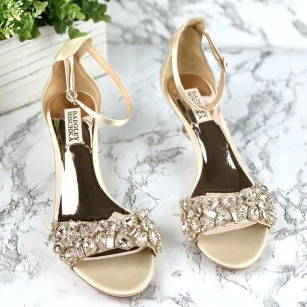 Badgley Mischka Lara Embellished Metallic …